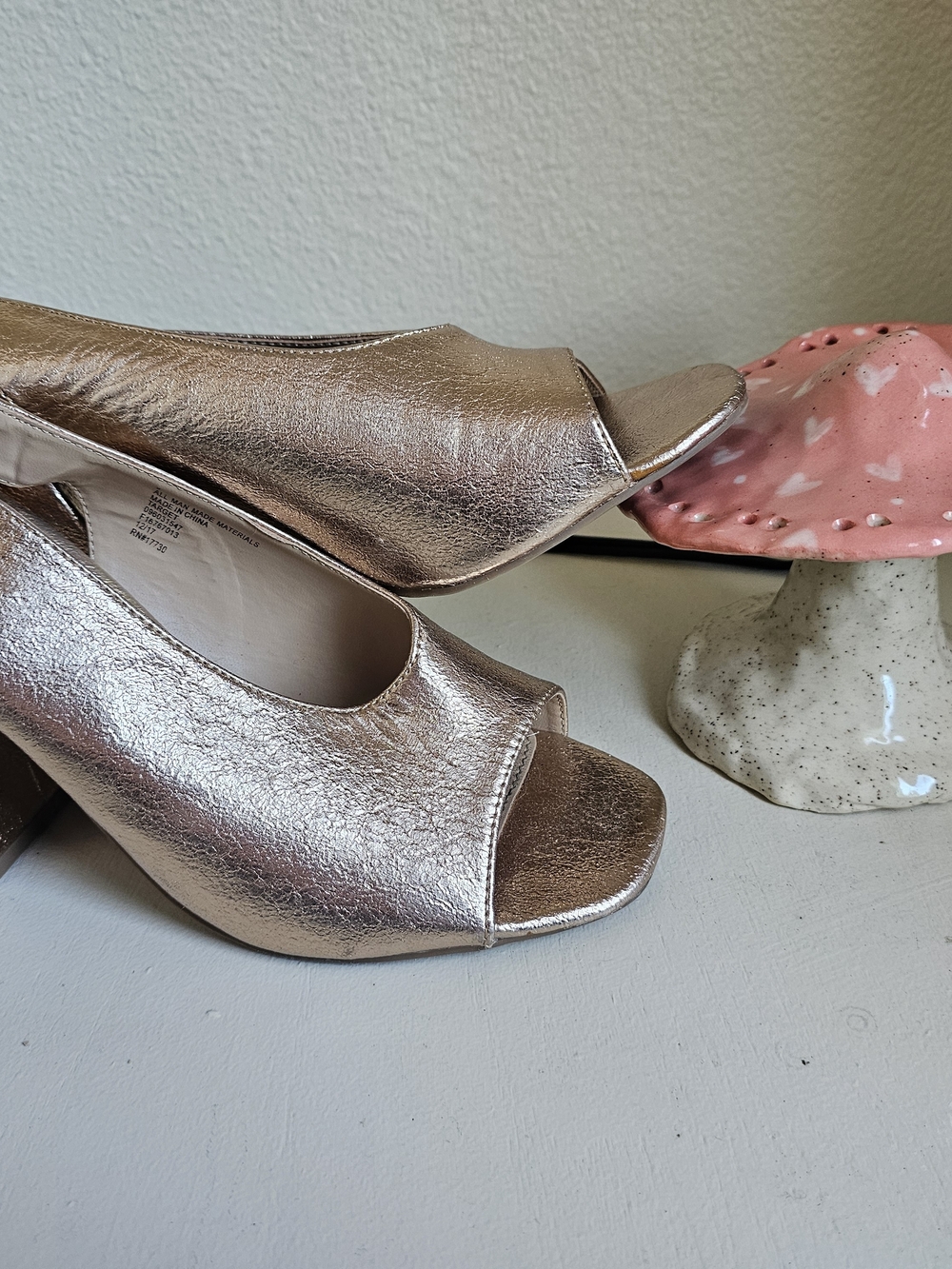 a.n.a Rose Gold Peep-Toe Block Heel Pumps